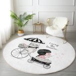 - RealHomes Dijital Baskılı Kaymaz Tabanlı Comfort Yuvarlak Halı - Realhomes Fashion Girl Dijital Baskılı Modern Krem Çocuk ve Genç Odası Yıkanabilir Kaymaz Tabanlı Yuvarlak Halı Realhomes
