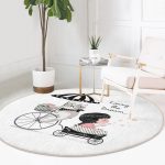 - RealHomes Dijital Baskılı Kaymaz Tabanlı Comfort Yuvarlak Halı - Realhomes Fashion Girl Dijital Baskılı Modern Krem Çocuk ve Genç Odası Yıkanabilir Kaymaz Tabanlı Yuvarlak Halı Realhomes