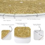 - RealHomes Dijital Baskılı Kaymaz Tabanlı Comfort Yuvarlak Halı - Realhomes  Gold Zeminde Merry Christmas Yazılı Dijital Baskılı Modern Mutfak Yıkanabilir Kaymaz Tabanlı Yuvarlak Halı Realhomes