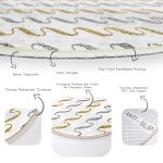 - RealHomes Dijital Baskılı Kaymaz Tabanlı Comfort Yuvarlak Halı - Realhomes  Beyaz Zeminde Gold Ve Siyah Çizgili Dijital Baskılı Modern Koridor ve Antre Yıkanabilir Kaymaz Tabanlı Yuvarlak Halı Realhomes