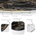 - RealHomes Dijital Baskılı Kaymaz Tabanlı Comfort Yuvarlak Halı - Realhomes  Gri Siyah Zeminde Gold Detaylı Çizim Desenli Dijital Baskılı Modern Salon ve Oturma Odası Kaymaz Tabanlı Yuvarlak Halı Realhomes