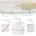 - RealHomes Dijital Baskılı Kaymaz Tabanlı Comfort Yuvarlak Halı - Realhomes  Renkli Zeminde Üçgen Desenli Dijital Baskılı Modern Gold Salon ve Oturma Odası Yıkanabilir Kaymaz Tabanlı Yuvarlak Halı Realhomes