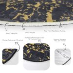 - RealHomes Dijital Baskılı Kaymaz Tabanlı Comfort Yuvarlak Halı - Realhomes Siyah Zeminde Gold Detaylı Çizim Dijital Baskılı Modern Salon ve Oturma Odası Yıkanabilir Kaymaz Tabanlı Yuvarlak Halı Realhomes