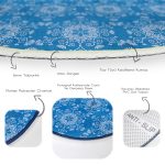 - RealHomes Dijital Baskılı Kaymaz Tabanlı Comfort Yuvarlak Halı - Realhomes Mavi Zeminli Kar tanesi Desenli Dijital Baskılı Modern Lacivert Mutfak Yıkanabilir Kaymaz Tabanlı Yuvarlak Halı Realhomes