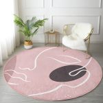 Pudra Zeminde Onedraw Çizimli Silüet Dijital Baskılı Modern Turuncu Salon ve Oturma Odası Yıkanabilir Kaymaz Tabanlı Yuvarlak Halı Realhomes