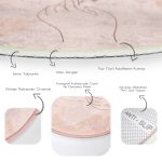 - RealHomes Dijital Baskılı Kaymaz Tabanlı Comfort Yuvarlak Halı - Realhomes  Pudra Zeminde Onedraw Çizimli Yaprak Desenli Dijital Baskılı Modern Turuncu Salon ve Oturma Odası Kaymaz Tabanlı Yuvarlak Halı Realhomes