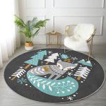 - RealHomes Dijital Baskılı Kaymaz Tabanlı Comfort Yuvarlak Halı - Realhomes Renkli Zeminde Onedraw Çizimli Yılbaşı Temalı Dijital Baskılı Modern Turkuaz Salon ve Oturma Odası Kaymaz Tabanlı Yuvarlak Halı Realhomes