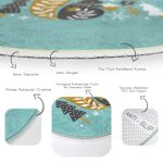 - RealHomes Dijital Baskılı Kaymaz Tabanlı Comfort Yuvarlak Halı - Realhomes  Renkli Zeminde Sincap Desenli Dijital Baskılı Modern Turkuaz Salon ve Oturma Odası Yıkanabilir Kaymaz Tabanlı Yuvarlak Halı Realhomes