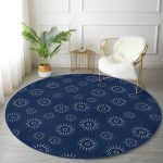 - RealHomes Dijital Baskılı Kaymaz Tabanlı Comfort Yuvarlak Halı - Realhomes  Lacivert Zeminde Puantiye Desenli Dijital Baskılı Modern Ofis Yıkanabilir Kaymaz Tabanlı Yuvarlak Halı Realhomes