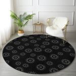 - RealHomes Dijital Baskılı Kaymaz Tabanlı Comfort Yuvarlak Halı - Realhomes Renkli Zeminde Puantiye Desenli Dijital Baskılı Modern Siyah Ofis Yıkanabilir Kaymaz Tabanlı Yuvarlak Halı Realhomes