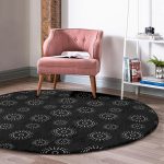 - RealHomes Dijital Baskılı Kaymaz Tabanlı Comfort Yuvarlak Halı - Realhomes Renkli Zeminde Puantiye Desenli Dijital Baskılı Modern Siyah Ofis Yıkanabilir Kaymaz Tabanlı Yuvarlak Halı Realhomes