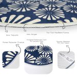 - RealHomes Dijital Baskılı Kaymaz Tabanlı Comfort Yuvarlak Halı - Realhomes  Lacivert Zeminde Onedraw Çizimli Papatya Dijital Baskılı Modern Salon ve Oturma Odası Kaymaz Tabanlı Yuvarlak Halı Realhomes