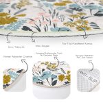 - RealHomes Dijital Baskılı Kaymaz Tabanlı Comfort Yuvarlak Halı - Realhomes  Beyaz Zeminde Renkli Çiçek Desenli Dijital Baskılı Modern Salon ve Oturma Odası Yıkanabilir Kaymaz Tabanlı Yuvarlak Halı Realhomes