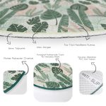 - RealHomes Dijital Baskılı Kaymaz Tabanlı Comfort Yuvarlak Halı - Realhomes  Soft Renkli Zeminde Koyu Yaprak Desenli Dijital Baskılı Modern Yeşil Salon ve Oturma Odası Kaymaz Tabanlı Yuvarlak Halı Realhomes