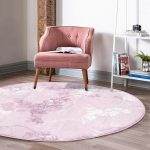 - RealHomes Dijital Baskılı Kaymaz Tabanlı Comfort Yuvarlak Halı - Realhomes  Pembe Zeminde Sarmaşık Desenli Dijital Baskılı Modern Yatak Odası Yıkanabilir Kaymaz Tabanlı Yuvarlak Halı Realhomes