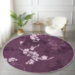 - RealHomes Dijital Baskılı Kaymaz Tabanlı Comfort Yuvarlak Halı - Realhomes  Renkli Zeminde Çiçek Desenli Dijital Baskılı Modern Bordo Yatak Odası Yıkanabilir Kaymaz Tabanlı Yuvarlak Halı Realhomes