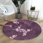 - RealHomes Dijital Baskılı Kaymaz Tabanlı Comfort Yuvarlak Halı - Realhomes  Renkli Zeminde Çiçek Desenli Dijital Baskılı Modern Bordo Yatak Odası Yıkanabilir Kaymaz Tabanlı Yuvarlak Halı Realhomes