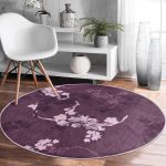 - RealHomes Dijital Baskılı Kaymaz Tabanlı Comfort Yuvarlak Halı - Realhomes  Renkli Zeminde Çiçek Desenli Dijital Baskılı Modern Bordo Yatak Odası Yıkanabilir Kaymaz Tabanlı Yuvarlak Halı Realhomes