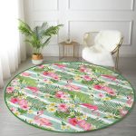 - RealHomes Dijital Baskılı Kaymaz Tabanlı Comfort Yuvarlak Halı - Realhomes  Realhomes Flamingo Desen Dijital Baskılı Modern Yeşil Salon ve Oturma Odası Yıkanabilir Kaymaz Tabanlı Yuvarlak Halı Realhomes