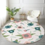 - RealHomes Dijital Baskılı Kaymaz Tabanlı Comfort Yuvarlak Halı - Realhomes  Beyaz Zeminde Renkli Soyut Çizim Dijital Baskılı Modern Koridor ve Antre Yıkanabilir Kaymaz Tabanlı Yuvarlak Halı Realhomes