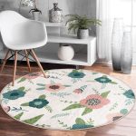 - RealHomes Dijital Baskılı Kaymaz Tabanlı Comfort Yuvarlak Halı - Realhomes  Beyaz Zeminde Renkli Soyut Çizim Dijital Baskılı Modern Koridor ve Antre Yıkanabilir Kaymaz Tabanlı Yuvarlak Halı Realhomes