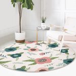 - RealHomes Dijital Baskılı Kaymaz Tabanlı Comfort Yuvarlak Halı - Realhomes  Beyaz Zeminde Renkli Soyut Çizim Dijital Baskılı Modern Koridor ve Antre Yıkanabilir Kaymaz Tabanlı Yuvarlak Halı Realhomes