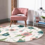 - RealHomes Dijital Baskılı Kaymaz Tabanlı Comfort Yuvarlak Halı - Realhomes  Beyaz Zeminde Renkli Soyut Çizim Dijital Baskılı Modern Koridor ve Antre Yıkanabilir Kaymaz Tabanlı Yuvarlak Halı Realhomes