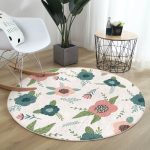 - RealHomes Dijital Baskılı Kaymaz Tabanlı Comfort Yuvarlak Halı - Realhomes  Beyaz Zeminde Renkli Soyut Çizim Dijital Baskılı Modern Koridor ve Antre Yıkanabilir Kaymaz Tabanlı Yuvarlak Halı Realhomes