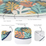 - RealHomes Dijital Baskılı Kaymaz Tabanlı Comfort Yuvarlak Halı - Realhomes  Renkli Zeminde Onedraw Çizimli Yaprak Motifli Dijital Baskılı Modern Salon ve Oturma Odası Kaymaz Tabanlı Yuvarlak Halı Realhomes