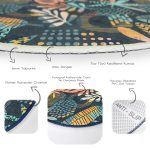 - RealHomes Dijital Baskılı Kaymaz Tabanlı Comfort Yuvarlak Halı - Realhomes  Siyah Zeminde Onedraw Çizimli Yaprak Motifli Dijital Baskılı Modern Renkli Salon ve Oturma Odası Kaymaz Tabanlı Yuvarlak Halı Realhomes