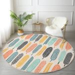 - RealHomes Dijital Baskılı Kaymaz Tabanlı Comfort Yuvarlak Halı - Realhomes  Krem Zeminde Yaprak Desenli Dijital Baskılı Modern Renkli Koridor ve Antre Yıkanabilir Kaymaz Tabanlı Yuvarlak Halı Realhomes