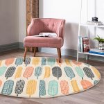 - RealHomes Dijital Baskılı Kaymaz Tabanlı Comfort Yuvarlak Halı - Realhomes  Krem Zeminde Yaprak Desenli Dijital Baskılı Modern Renkli Koridor ve Antre Yıkanabilir Kaymaz Tabanlı Yuvarlak Halı Realhomes