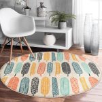 - RealHomes Dijital Baskılı Kaymaz Tabanlı Comfort Yuvarlak Halı - Realhomes  Krem Zeminde Yaprak Desenli Dijital Baskılı Modern Renkli Koridor ve Antre Yıkanabilir Kaymaz Tabanlı Yuvarlak Halı Realhomes