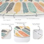 - RealHomes Dijital Baskılı Kaymaz Tabanlı Comfort Yuvarlak Halı - Realhomes  Krem Zeminde Yaprak Desenli Dijital Baskılı Modern Renkli Koridor ve Antre Yıkanabilir Kaymaz Tabanlı Yuvarlak Halı Realhomes