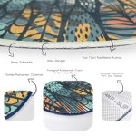 - RealHomes Dijital Baskılı Kaymaz Tabanlı Comfort Yuvarlak Halı - Realhomes Siyah Zeminde Yaprak Desenli Dijital Baskılı Modern Renkli Salon ve Oturma Odası Yıkanabilir Kaymaz Tabanlı Yuvarlak Halı Realhomes