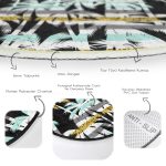 - RealHomes Dijital Baskılı Kaymaz Tabanlı Comfort Yuvarlak Halı - Realhomes  Beyaz Zeminde Renkli Çizgili Yaprak Desenli Dijital Baskılı Modern Turkuaz Outdoor Yıkanabilir Kaymaz Tabanlı Yuvarlak Halı Realhomes