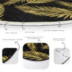 - RealHomes Dijital Baskılı Kaymaz Tabanlı Comfort Yuvarlak Halı - Realhomes  Siyah Zeminde Gold Renkli Yaprak Desenli Dijital Baskılı Modern Koridor ve Antre Yıkanabilir Kaymaz Tabanlı Yuvarlak Halı Realhomes