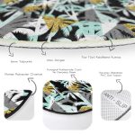 - RealHomes Dijital Baskılı Kaymaz Tabanlı Comfort Yuvarlak Halı - Realhomes  Beyaz Zeminde Renkli Palmiye Desenli Dijital Baskılı Modern Turkuaz Outdoor Yıkanabilir Kaymaz Tabanlı Yuvarlak Halı Realhomes