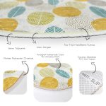 Renkli Zeminde Yaprak Motifli Dijital Baskılı Modern Gold Salon ve Oturma Odası Yıkanabilir Kaymaz Tabanlı Yuvarlak Halı Realhomes