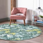 - RealHomes Dijital Baskılı Kaymaz Tabanlı Comfort Yuvarlak Halı - Realhomes Renkli Zeminde Onedraw Çizimli Yaprak Motifli Dijital Baskılı Modern Turkuaz Koridor ve Antre Kaymaz Tabanlı Yuvarlak Halı Realhomes