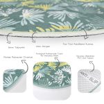 - RealHomes Dijital Baskılı Kaymaz Tabanlı Comfort Yuvarlak Halı - Realhomes Renkli Zeminde Onedraw Çizimli Yaprak Motifli Dijital Baskılı Modern Turkuaz Koridor ve Antre Kaymaz Tabanlı Yuvarlak Halı Realhomes