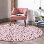 - RealHomes Dijital Baskılı Kaymaz Tabanlı Comfort Yuvarlak Halı - Realhomes  Renkli Zeminde Siyah Puantiye Desenli Dijital Baskılı Modern Pembe Yatak Odası Yıkanabilir Kaymaz Tabanlı Yuvarlak Halı Realhomes