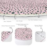 - RealHomes Dijital Baskılı Kaymaz Tabanlı Comfort Yuvarlak Halı - Realhomes  Renkli Zeminde Siyah Puantiye Desenli Dijital Baskılı Modern Pembe Yatak Odası Yıkanabilir Kaymaz Tabanlı Yuvarlak Halı Realhomes