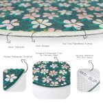 - RealHomes Dijital Baskılı Kaymaz Tabanlı Comfort Yuvarlak Halı - Realhomes Renkli Zeminde Yaprak Motifli Dijital Baskılı Modern Turkuaz Yatak Odası Yıkanabilir Kaymaz Tabanlı Yuvarlak Halı Realhomes