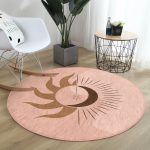 - RealHomes Dijital Baskılı Kaymaz Tabanlı Comfort Yuvarlak Halı - Realhomes  Pastel Renkli Zeminde Onedraw Çizimli Dijital Baskılı Modern Turuncu Salon ve Oturma Odası Yıkanabilir Kaymaz Tabanlı Yuvarlak Halı Realhomes