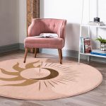 - RealHomes Dijital Baskılı Kaymaz Tabanlı Comfort Yuvarlak Halı - Realhomes  Pastel Renkli Zeminde Onedraw Çizimli Dijital Baskılı Modern Turuncu Salon ve Oturma Odası Yıkanabilir Kaymaz Tabanlı Yuvarlak Halı Realhomes