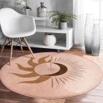 - RealHomes Dijital Baskılı Kaymaz Tabanlı Comfort Yuvarlak Halı - Realhomes  Pastel Renkli Zeminde Onedraw Çizimli Dijital Baskılı Modern Turuncu Salon ve Oturma Odası Yıkanabilir Kaymaz Tabanlı Yuvarlak Halı Realhomes