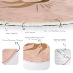 - RealHomes Dijital Baskılı Kaymaz Tabanlı Comfort Yuvarlak Halı - Realhomes  Pastel Renkli Zeminde Onedraw Çizimli Dijital Baskılı Modern Turuncu Salon ve Oturma Odası Yıkanabilir Kaymaz Tabanlı Yuvarlak Halı Realhomes