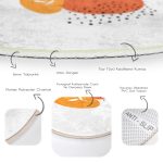 - RealHomes Dijital Baskılı Kaymaz Tabanlı Comfort Yuvarlak Halı - Realhomes  Beyaz Zeminde Onedraw Çizim Dijital Baskılı Modern Turuncu Mutfak Yıkanabilir Kaymaz Tabanlı Yuvarlak Halı Realhomes