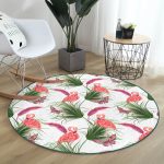 - RealHomes Dijital Baskılı Kaymaz Tabanlı Comfort Yuvarlak Halı - Realhomes Realhomes Flamingo Desen Dijital Baskılı Modern Yeşil Balkon Yıkanabilir Kaymaz Tabanlı Yuvarlak Halı Realhomes